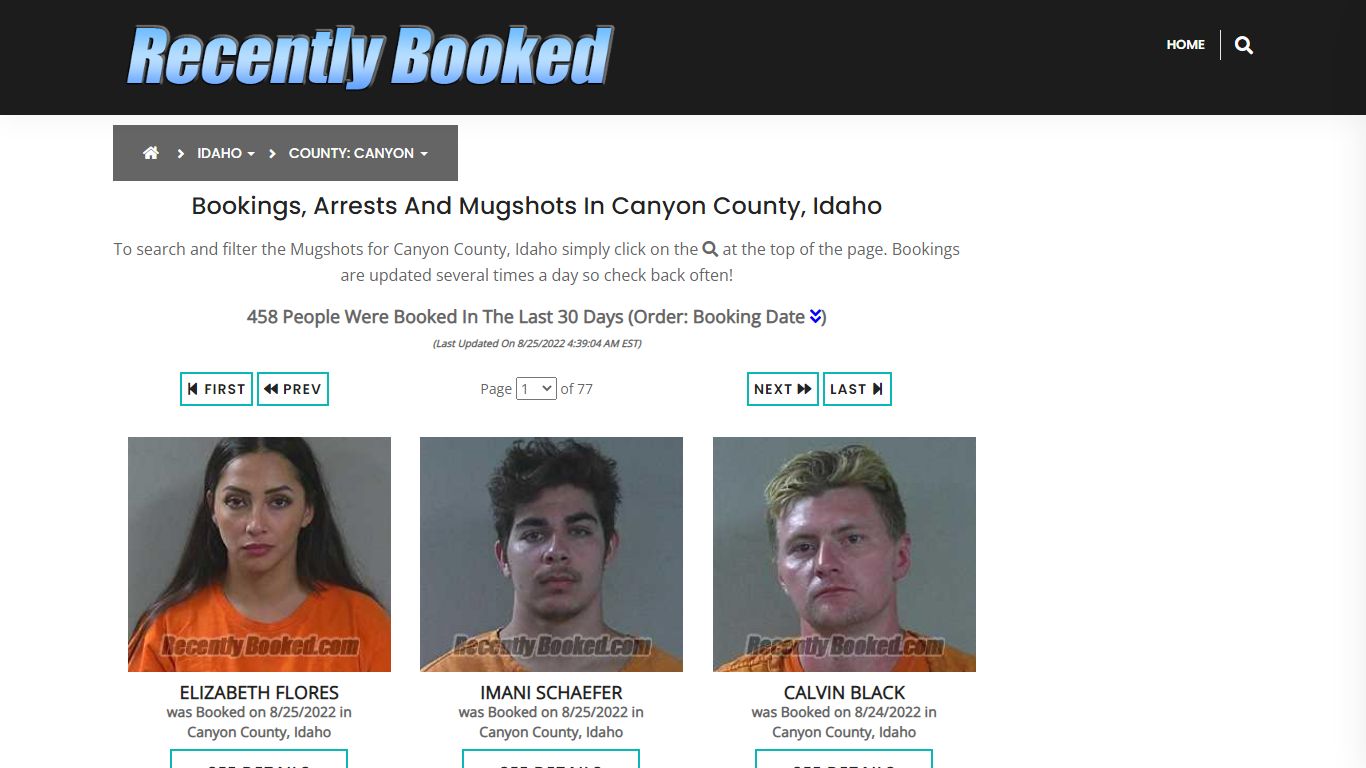 Recent bookings, Arrests, Mugshots in Canyon County, Idaho